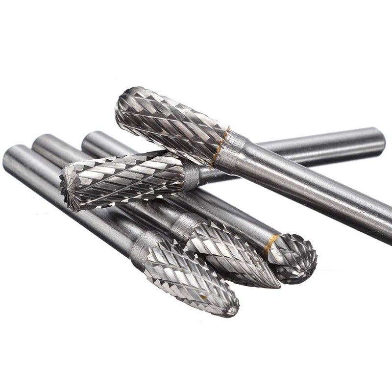 YEEZUGO 5 PCS Double Cut Tungsten Carbide Rotary Burrs 1/4"(6mm) Shank and 2/5"(10 mm) Head Size Die Grinder Bits for Drilling Polishing Carving Engraving by YEEZUGO - Image 4